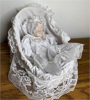 Sleeping Baby Doll in bassinet Musical 8"