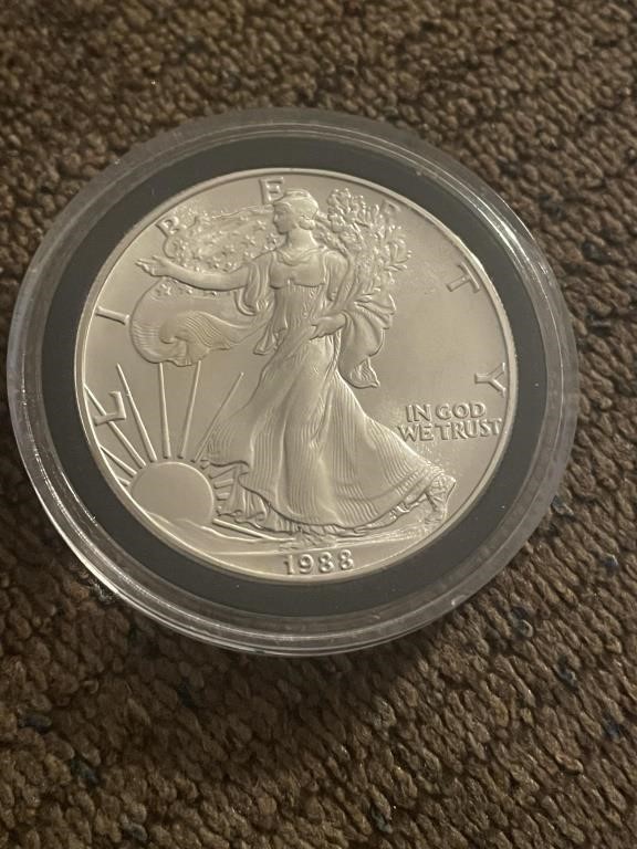 1988 Walking Liberty Silver one dollar coin