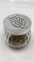 Vintage Owl Top Glass Jar W/ Safety Pins
