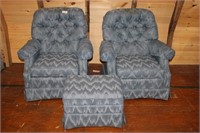 (2) Lay-Z-Boy Blue Swivel Rocking Chairs