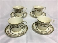 4 Elegant Stanwood Minton Tea Cups & Saucers