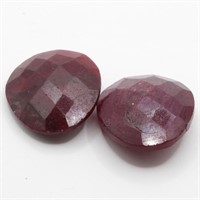 CERT 27.95 Ct Faceted Ruby Gemstones Pair of 2 Pcs
