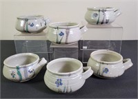 Violet Floral Pottery Soup Bowls Set