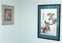 lot of 3 framed pieces of artwork on walls in