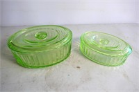 Uranium Glass Lidded Containers