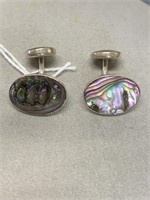 Sterling Abalone Cuff Links.
