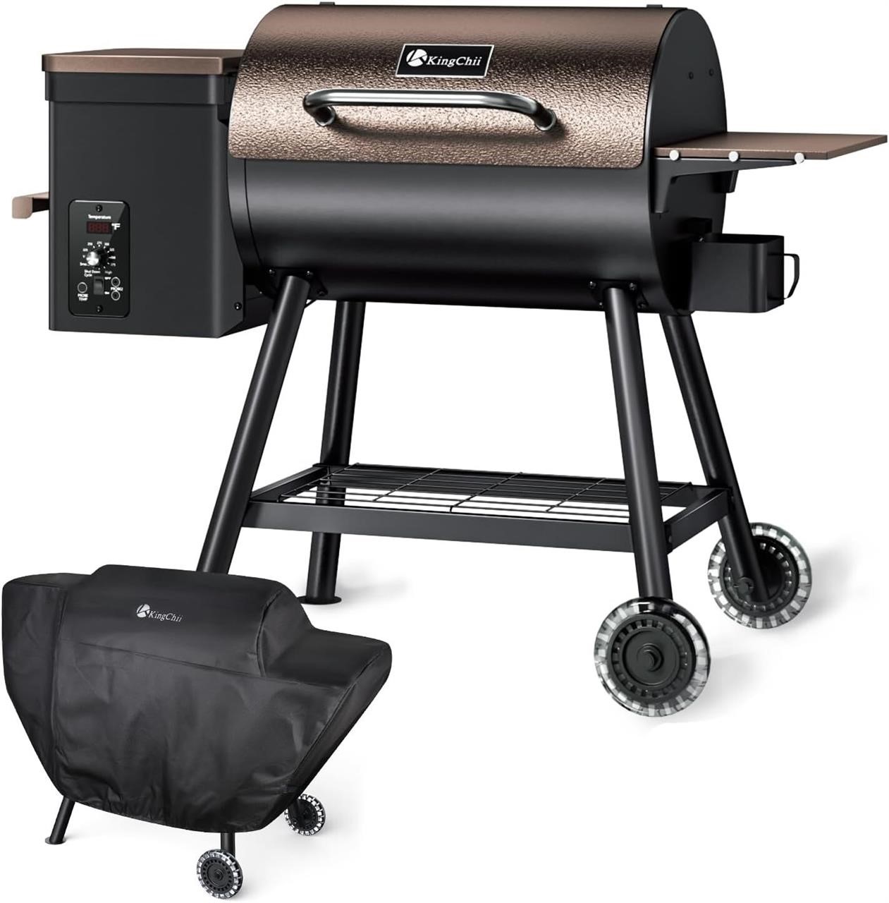 KingChii 456 SQ.IN Pellet Grill Smoker with Shelf