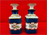 2 Antique Porcelain Perfume Bottles W/ Stoppers