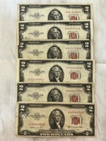 6 1953B $2 Notes