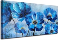 Ardemy Blue Flower Canvas 48x24 Wall Art