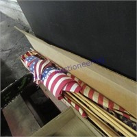 Box w/flags on wood stick