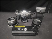 Canon AE-1 Camera Group - 3 Lenses, Flash, & Etc