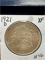 1921D Morgan Dollar-XF