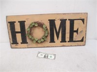 Wooden Home Floral Wreath Sign