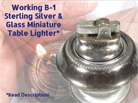 Sterling & Glass Table Lighter Working 3B3