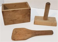 Wooden Butter Mold & Paddle