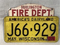 Burlington Fire Dept License Plate Topper