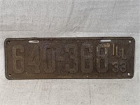 1933 Illinois License Plate