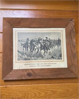 Framed engraving by Frederick Remington,