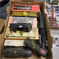 BOX OF VINTAGE RR TRAINS, ETC