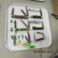 TRAY OF USED POCKET KNIVES