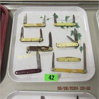TRAY OF USED POCKET KNIVES