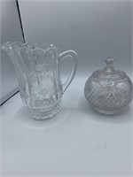 Pressed Pitcher and Covered Pressed Sugar Dish