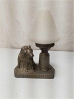 Antique Doggie Friends Parlor Tabletop Lamp