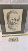 1971 John Wayne Charcoal Sketch