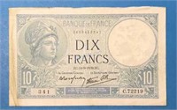 1939 10 Francs Banknote - France