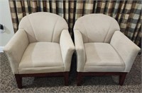 Pair Of Cream Colored Fabric Chairs