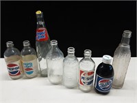 8PC PEPSI COLA COLLECTABLE GLASS BOTTLES