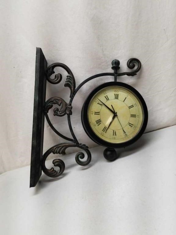 Decorative Tin Wall Sconce Double Face Clock