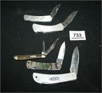 Pocketknives; 4 single blades-1 Double Blade