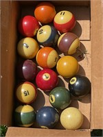 Vintage (Bakelite?) Pool Balls 1-15 & Cue Ball