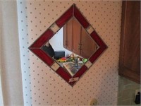 Triangular Art Glass Mirror 23" x 23"