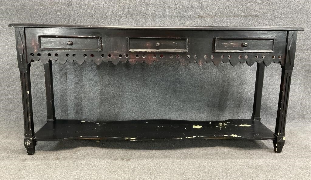 Black Distressed 3 Drawer Console