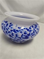 ITALIAN ART GLASS COBALT BLUE AND WHITE SPATTER