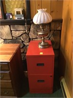 File cabinet and lamp