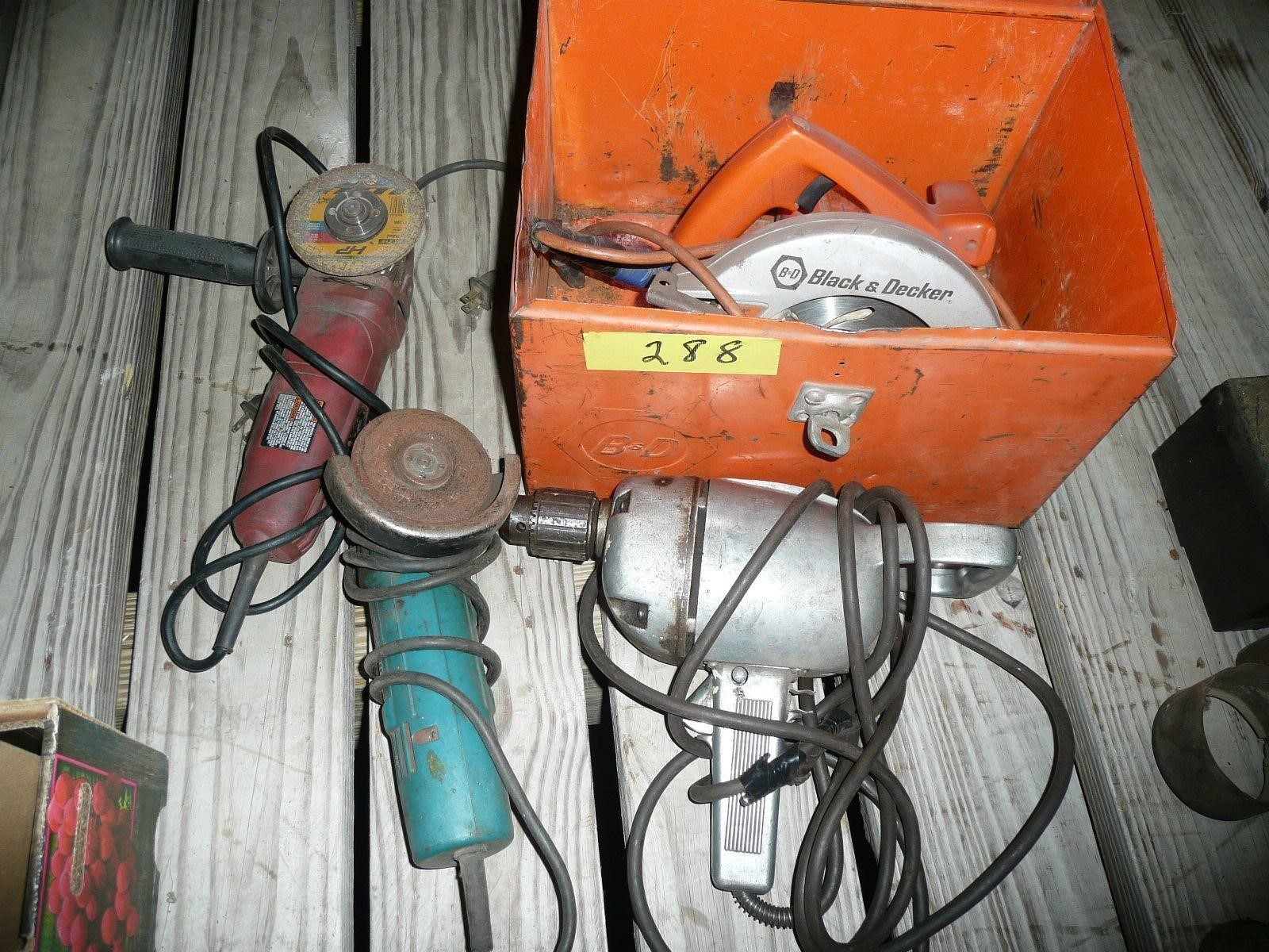 2 Angle Grinders, Skill Saw, Heavy Drill