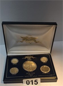 2001 24KT Gold Plated Silver Eagle Set