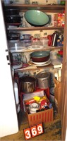 closet contents - pots, pans, food storage