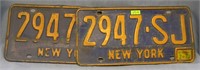 Pair of vintage NY license plates