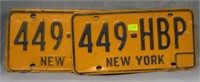 Pair of vintage NY license plates