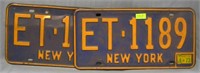 Pair of vintage NY license plates