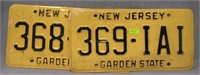 Pair of vintage NJ license plates