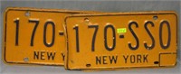 Pair of vintage NY license plates