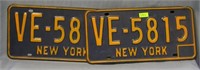 Pair of vintage NY license plates