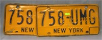 Pair of vintage NY license plates