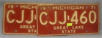 Pair of early Michigan license plates